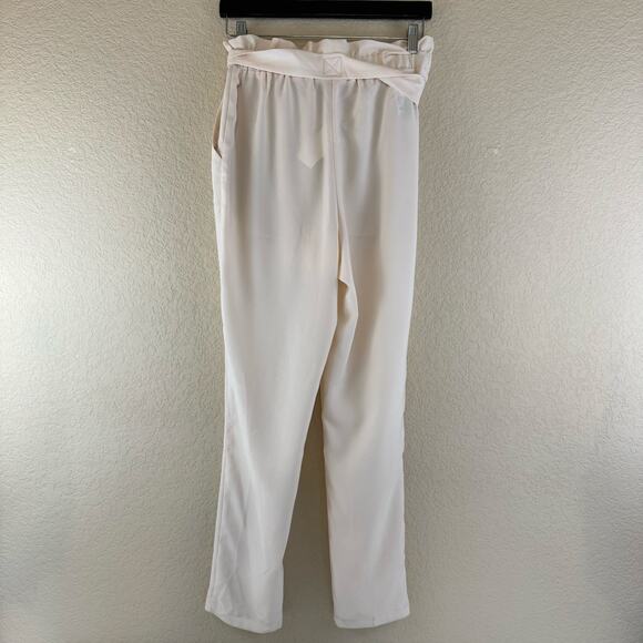 BCBGeneration Pants Womens XS Paperbag Waist Tie Belt Pale Pink Pull On READ - Picture 2 of 15